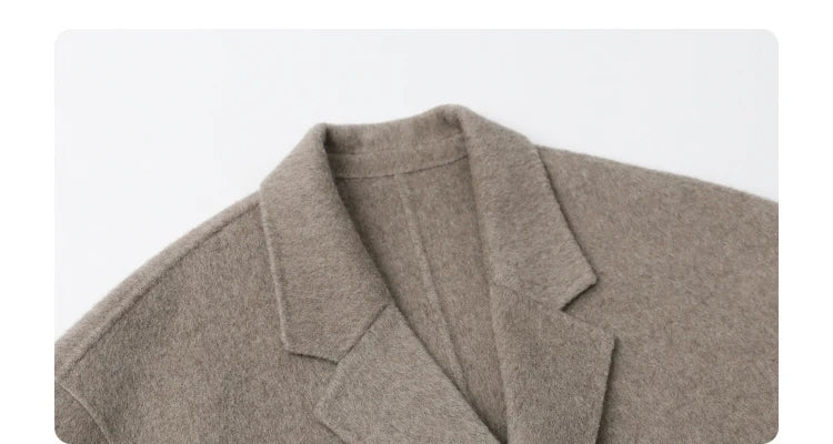 CHIC VEN Women Woolen Coat Double-breasted Basic Loose Casual Retro New Long Double-sided Female Overcoat Autumn Winter 2024
