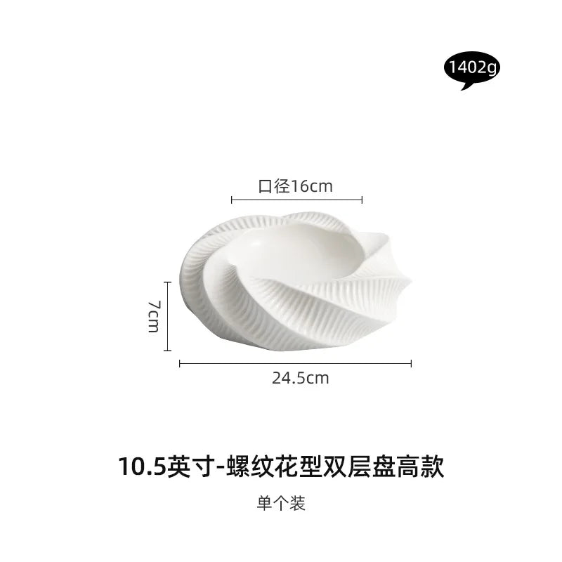 Thread-pattern Double-layer Heat Preservation Western-style Dish Creative Hotel Special Tableware Dessert Plate Restaurant Plate