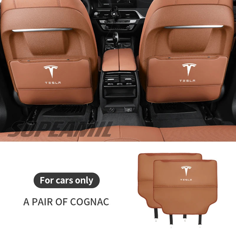 Car Seat Back Protection Anti-Kick Pad Rear Seat Storage Bag For Tesla Model 3 Model Y Model S Model X Cyberbruck Beast Roadster