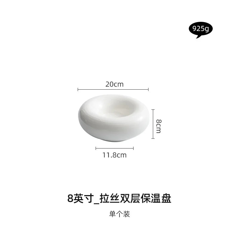 Artistic Cuisine White Tableware Heated Buffet Platter High-End Hotel Restaurant Featured Cold Dishes Personalized Plate
