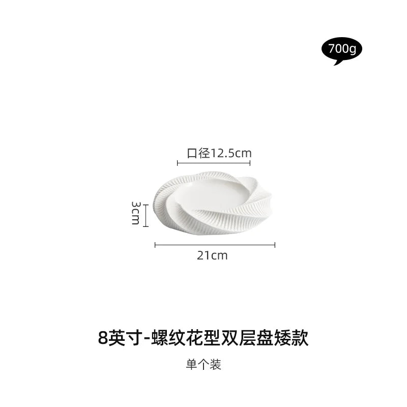 Thread-pattern Double-layer Heat Preservation Western-style Dish Creative Hotel Special Tableware Dessert Plate Restaurant Plate