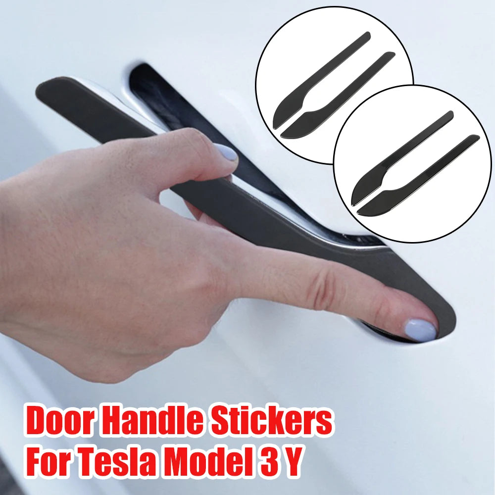 YOSOLO Car Door Handle Wrap Cover Decorative Stickers 4Pcs/Set Anti-scratch For Tesla Model 3 Y 2021 ABS Protector Sticker