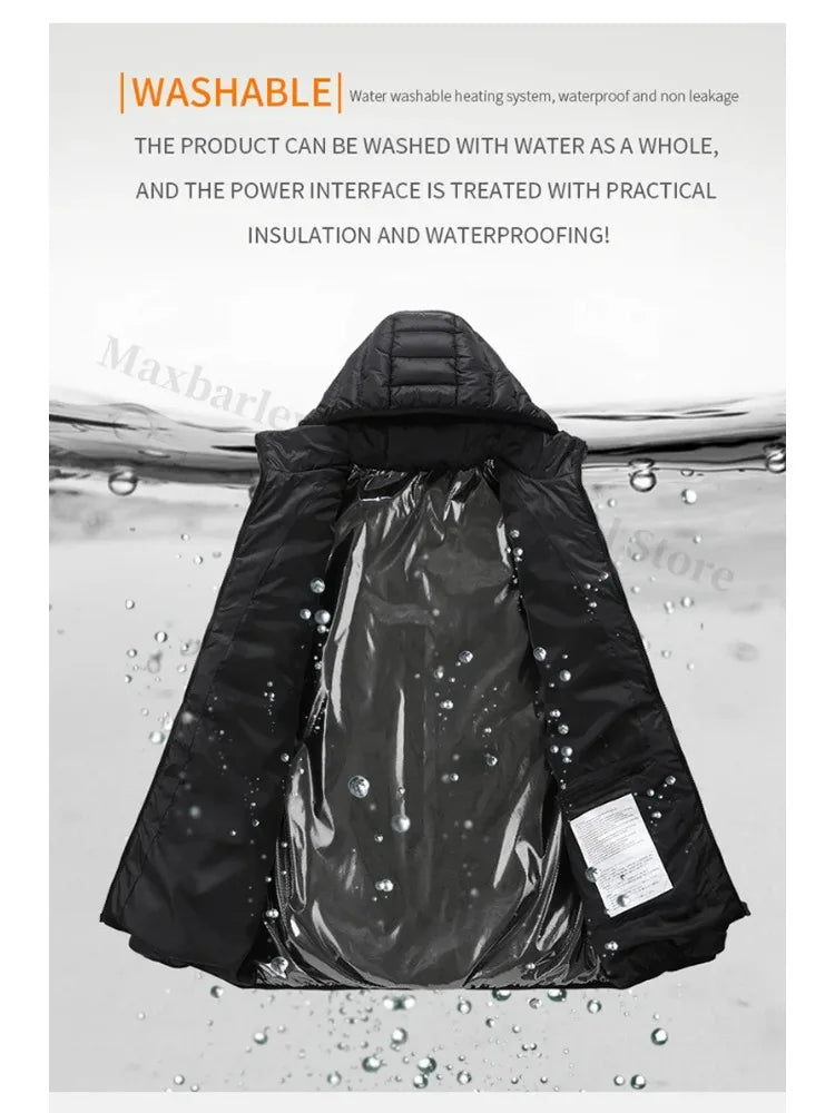 21 Areas Heating Jacket Men Winter USB Electric Heated Coat Functional Self Heating Clothes Outdoor Snow Ski Thick Padded Jacket