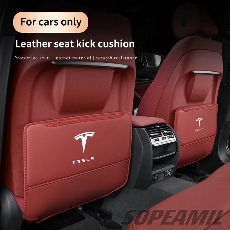 Car Seat Back Protection Anti-Kick Pad Rear Seat Storage Bag For Tesla Model 3 Model Y Model S Model X Cyberbruck Beast Roadster