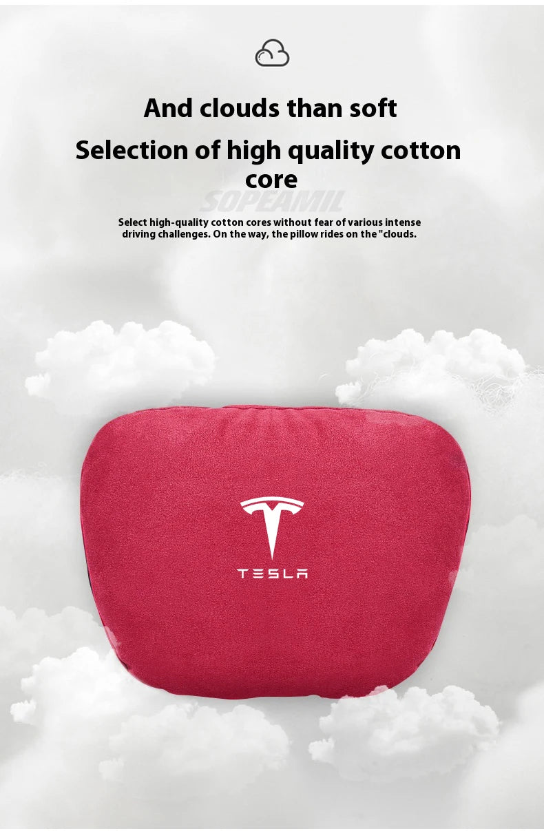 Tesla Model 3 Model Y Model S Model X Suede Car Headrest Neck Support Seat Waist pad Lumbar cushion Soft Neck Pillow Accessories
