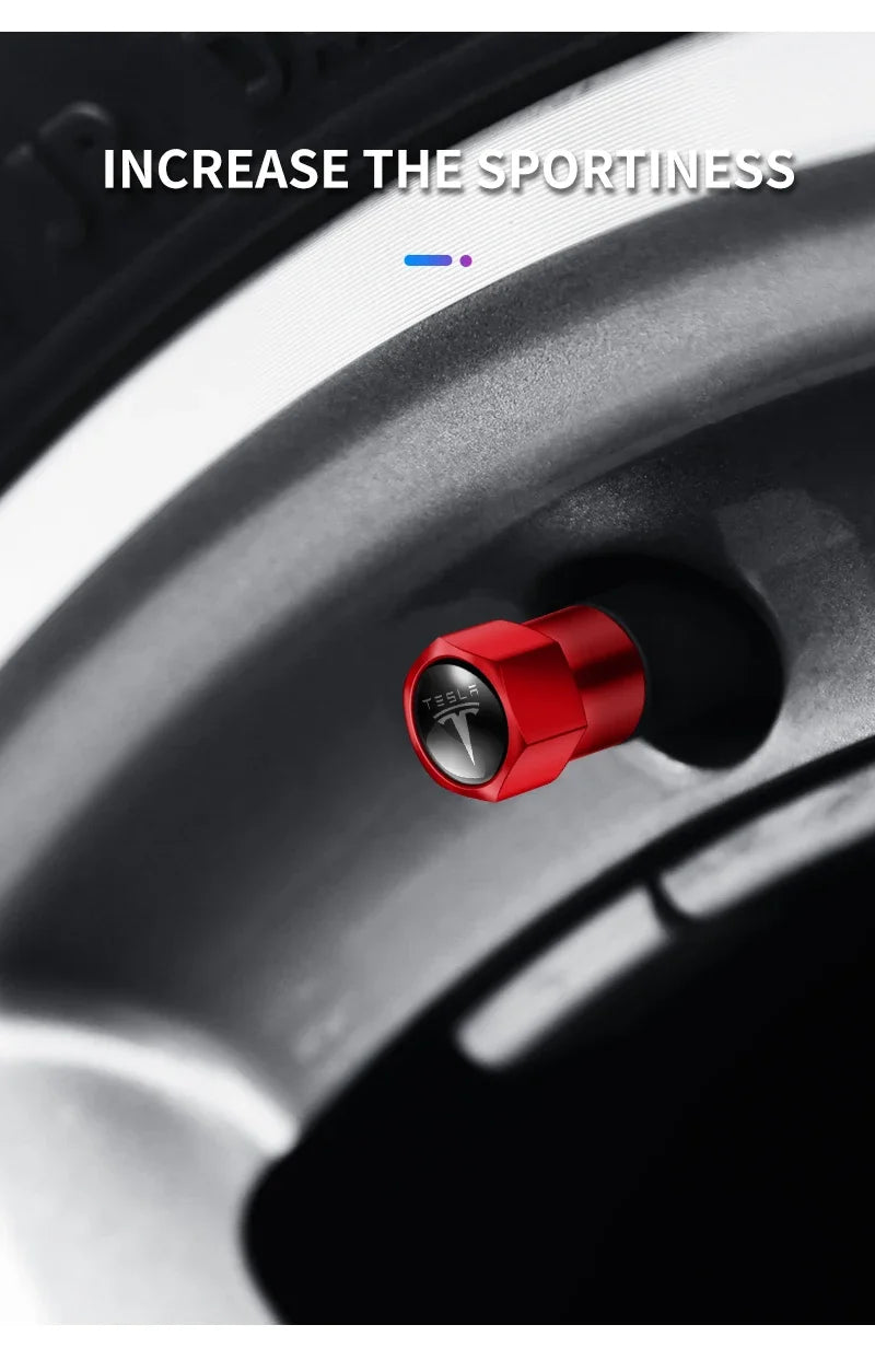 4pcs Metal Car Badges Wheel Tire Valve Caps Auto Accessories For Tesla MODEL S X 3 Y 2017 2018 2019 2020 2021 2022 2023 Roadster