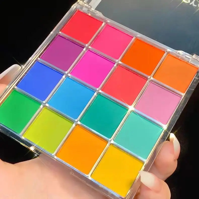 16-Grid 16 Color Solid Rubbing Powder Palette for Nail Art DIY Gradient Smudge Pat-pat Powder Nail Art Manicure Gradient Pigment