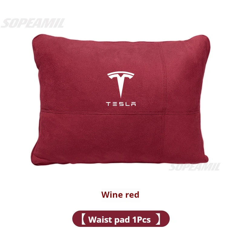 Tesla Model 3 Model Y Model S Model X Suede Car Headrest Neck Support Seat Waist pad Lumbar cushion Soft Neck Pillow Accessories