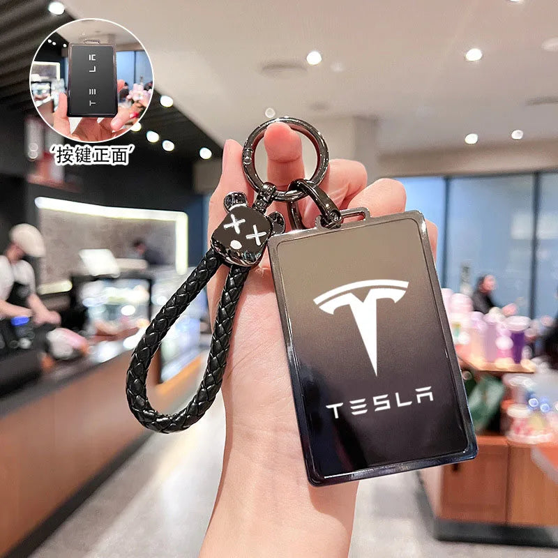Car Key Card Holder Cover Protector Holder Diamond Keychain Accessories for Tesla Model 3 X Model S Y Roadster P75D P85D P100D