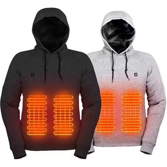 New Intelligent USB Heating Hoodie for Men Women Winter 5 Areas Coral Fleece Hooded Heated Clothes Outdoor Thermal Sportswear