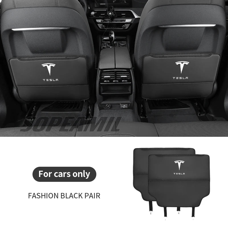 Car Seat Back Protection Anti-Kick Pad Rear Seat Storage Bag For Tesla Model 3 Model Y Model S Model X Cyberbruck Beast Roadster