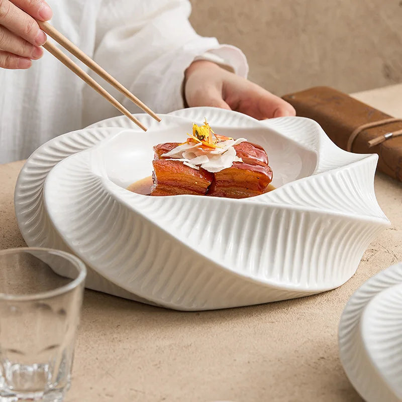 Thread-pattern Double-layer Heat Preservation Western-style Dish Creative Hotel Special Tableware Dessert Plate Restaurant Plate