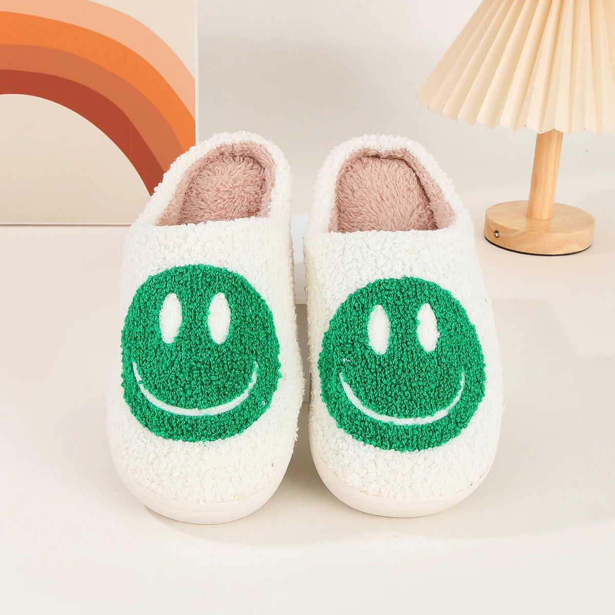 Cute smiling face thickened warm cotton slippers