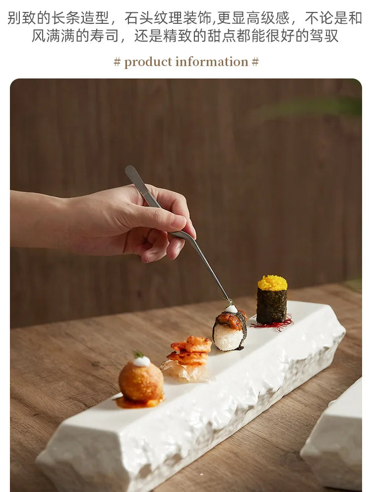 Rectangular Insulated Sashimi Swing Decoration High Sense Hotel Restaurant Tableware Sushi Dessert Plate Dish