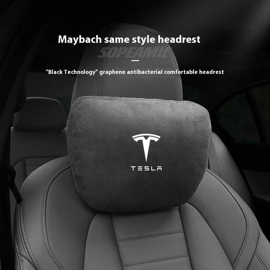 Tesla Model 3 Model Y Model S Model X Suede Car Headrest Neck Support Seat Waist pad Lumbar cushion Soft Neck Pillow Accessories