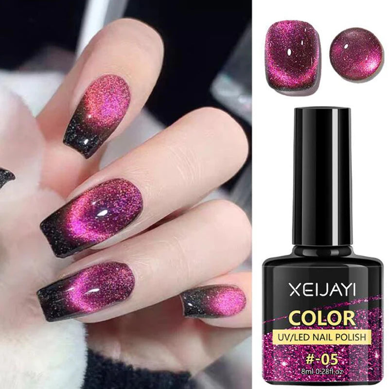 XEIJAYI Pink Cat Eye Gel Nail Polish Ceramic Magnetic Gel UV Semi-permanent Enamels Varnish Nail Supplies For Professionals Gel