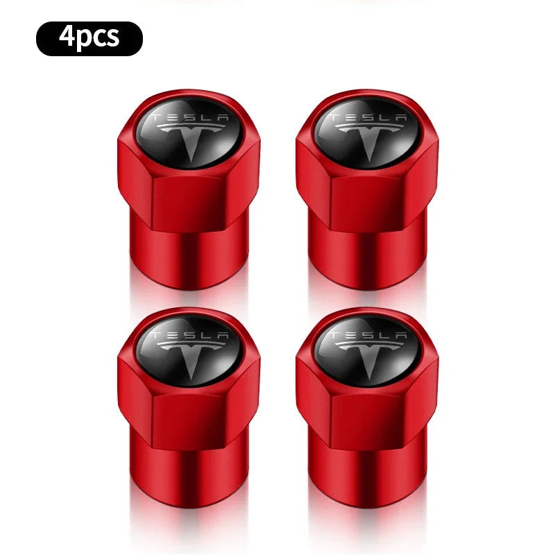 4pcs Metal Car Badges Wheel Tire Valve Caps Auto Accessories For Tesla MODEL S X 3 Y 2017 2018 2019 2020 2021 2022 2023 Roadster