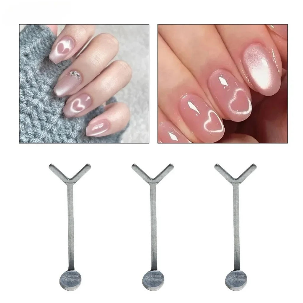1/2/4pcY-shaped Love Heart Magnetic Auxiliary Tool For Match with Nail Magnet Suck Cat Eye Heart Shapes Effect Nail Gel DIY Tool