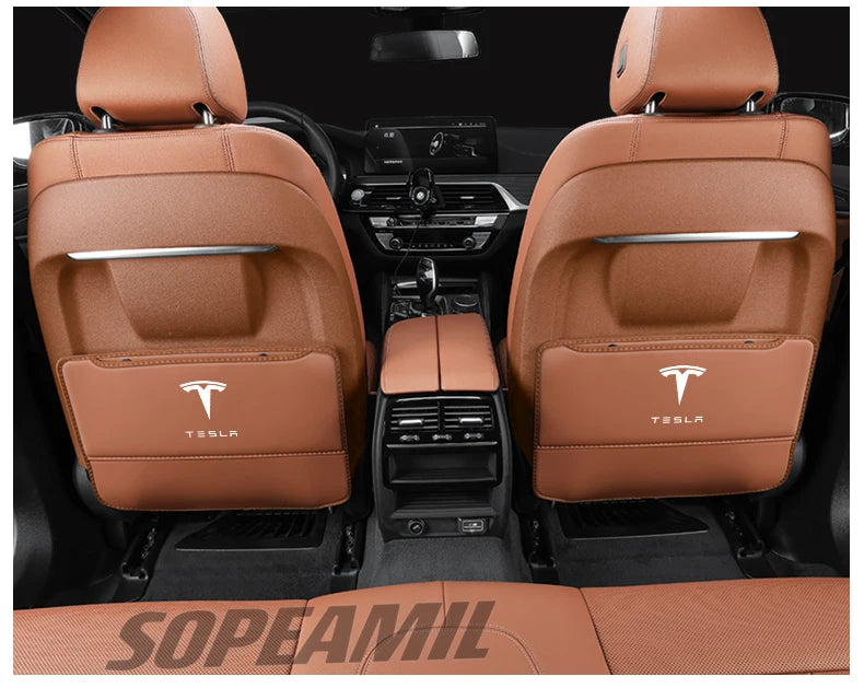 Car Seat Back Protection Anti-Kick Pad Rear Seat Storage Bag For Tesla Model 3 Model Y Model S Model X Cyberbruck Beast Roadster