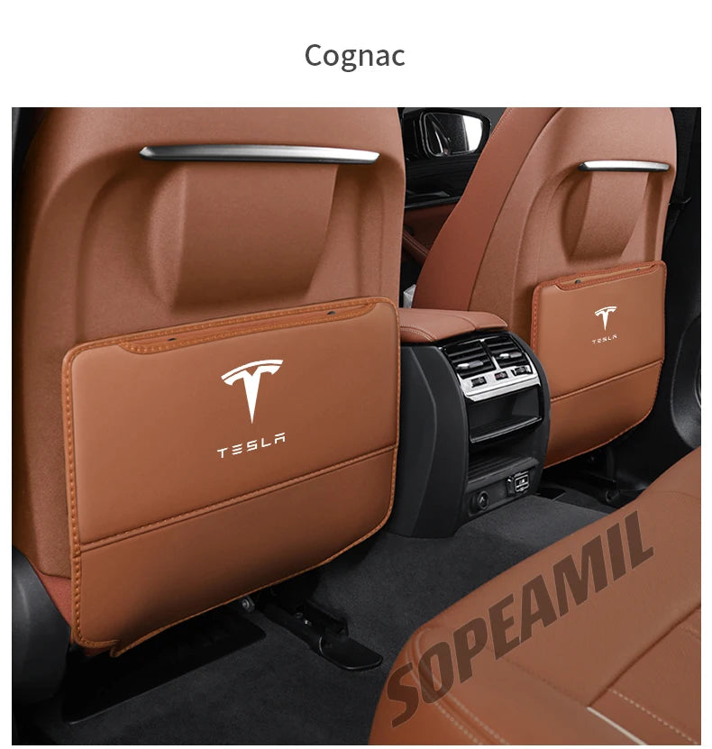 Car Seat Back Protection Anti-Kick Pad Rear Seat Storage Bag For Tesla Model 3 Model Y Model S Model X Cyberbruck Beast Roadster