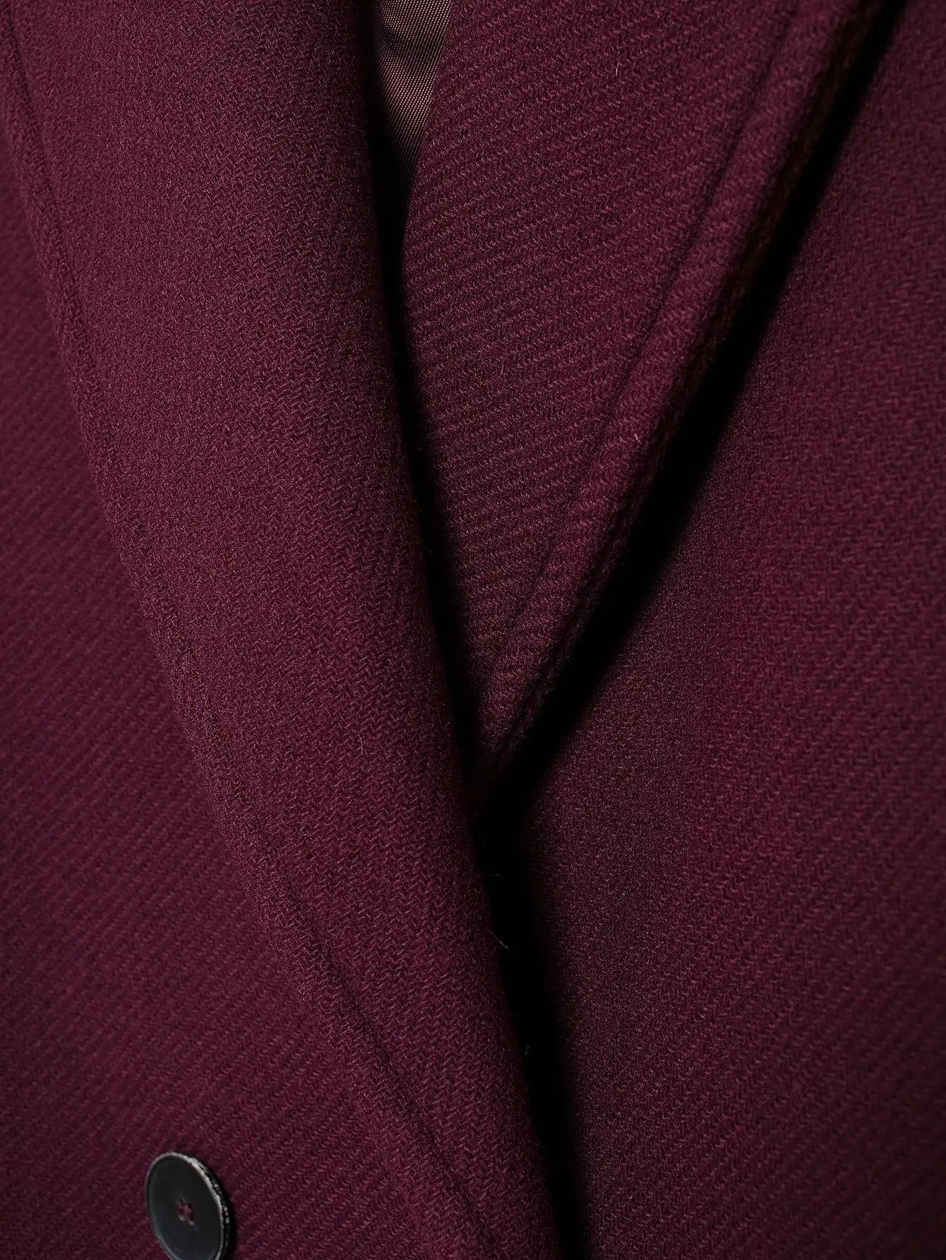 TRAFZA Women Fashion Burgundy Woolen Coat Double Breasted Long Sleeve Lapel Blends Jacket Autumn Winter High Street Outerwear