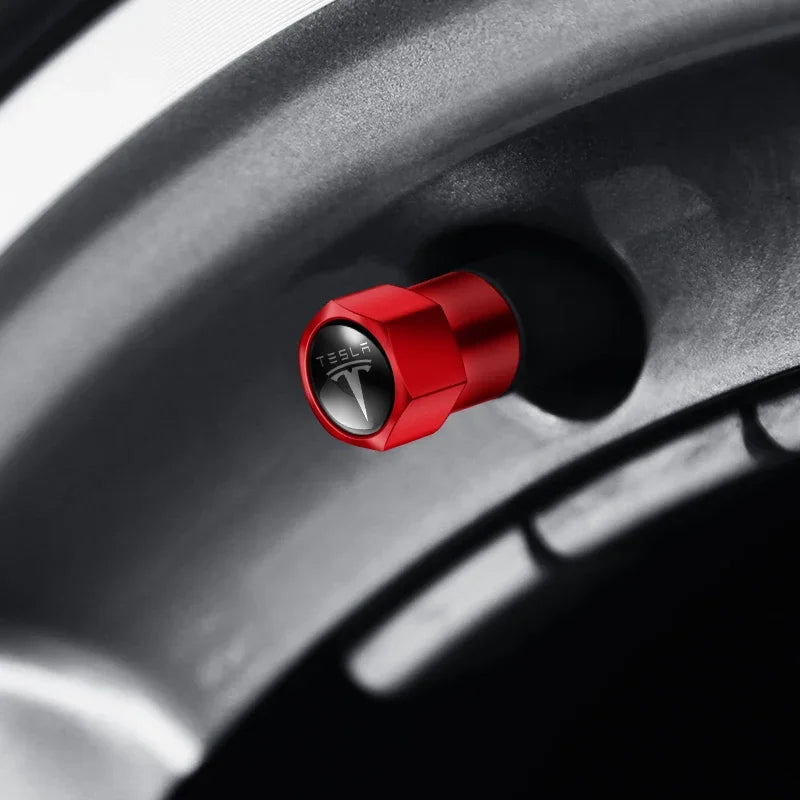 4pcs Metal Car Badges Wheel Tire Valve Caps Auto Accessories For Tesla MODEL S X 3 Y 2017 2018 2019 2020 2021 2022 2023 Roadster