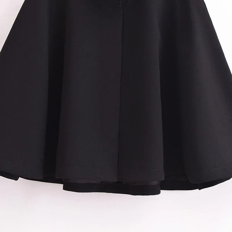 HXAO Black Cropped Cape Coat 2024 Women's Autumn Winter Oversized Long Sleeve Short Cloak Outerwear Fashion Casual Elegant Coat