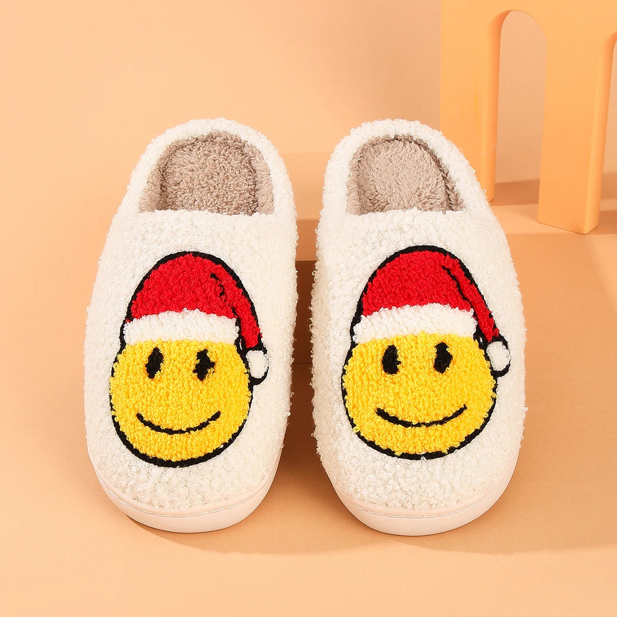Cute smiling face thickened warm cotton slippers