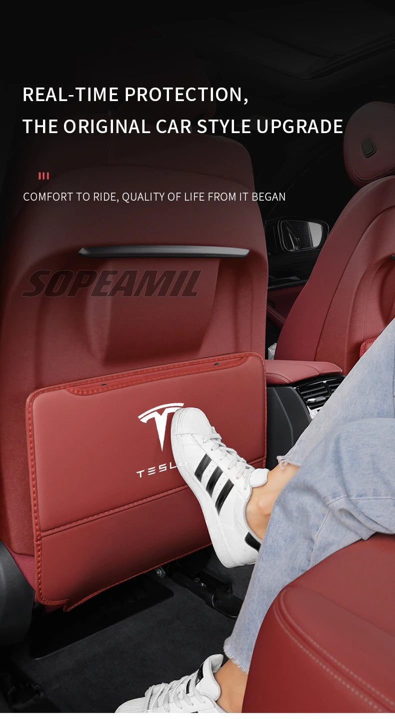 Car Seat Back Protection Anti-Kick Pad Rear Seat Storage Bag For Tesla Model 3 Model Y Model S Model X Cyberbruck Beast Roadster