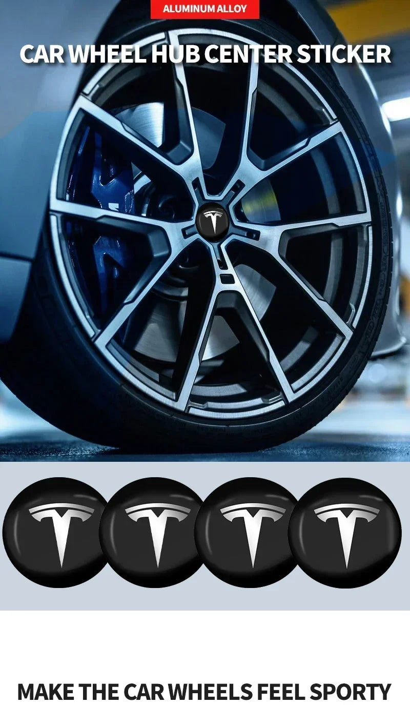 4pcs 56mm Emblem Sticker Car Wheel Center Hub Metal Cap for Tesla Model S 3 X Y Smart Fortwo Forfour 453 451 450 Accessories