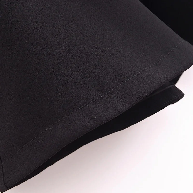 HXAO Black Cropped Cape Coat 2024 Women's Autumn Winter Oversized Long Sleeve Short Cloak Outerwear Fashion Casual Elegant Coat