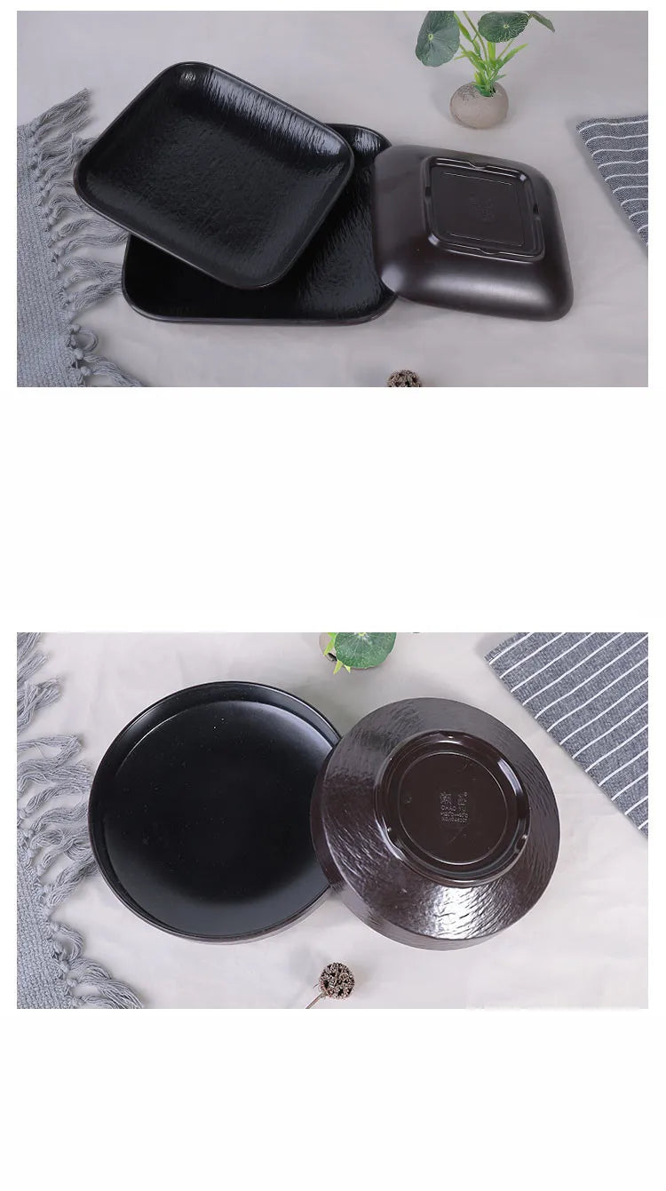 Hotpot Restaurant Melamine Tableware Black Frosted Dinner Plate Japanese Sushi Plates Not Easily Broken Snack Fruit Dishes