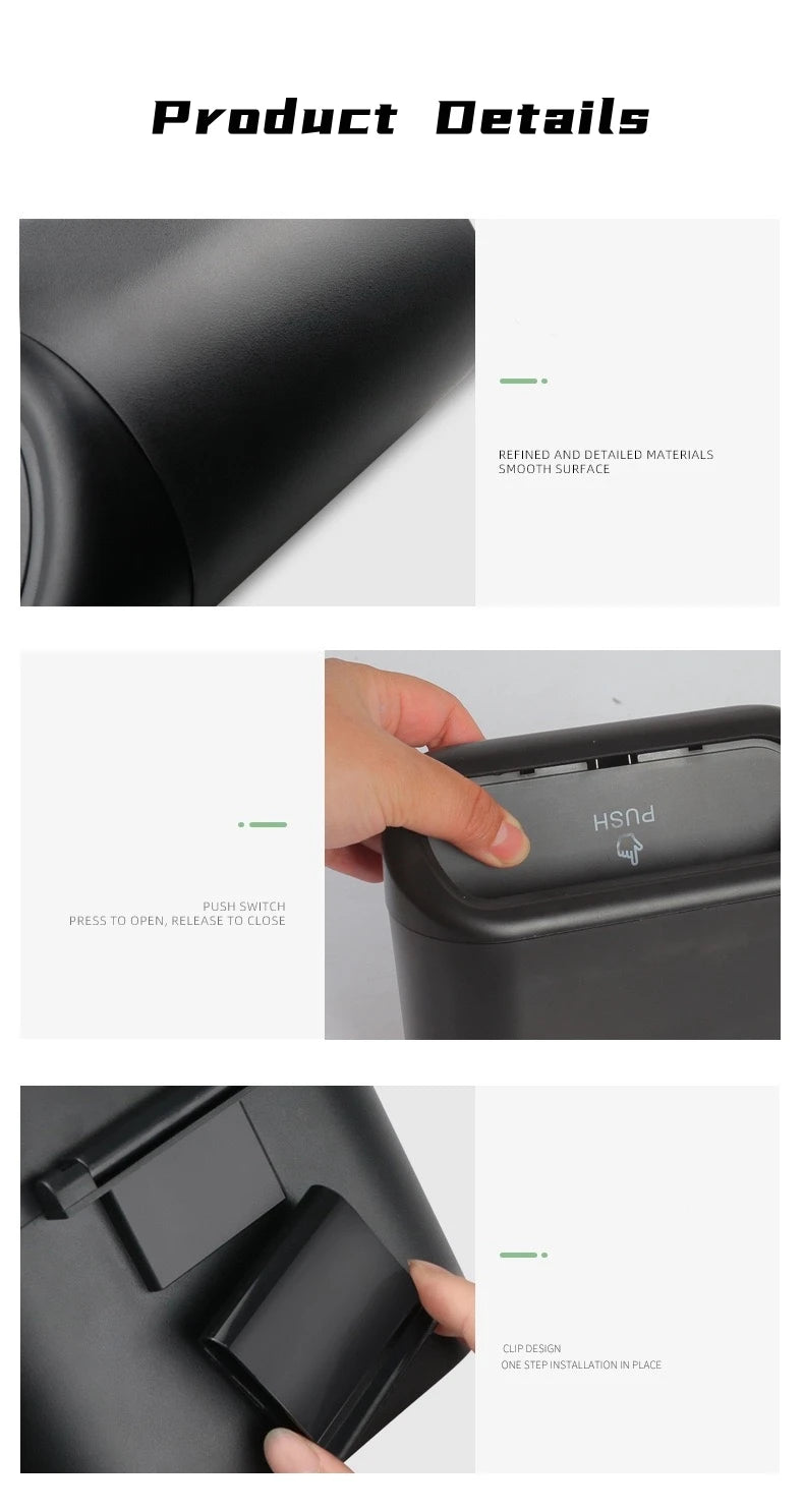 Hanging Car Trash Can ABS Square Pressing Trash Bin Auto Interior for Tesla Model 3 Model S X Y Roadster SpaceX Car Accessories