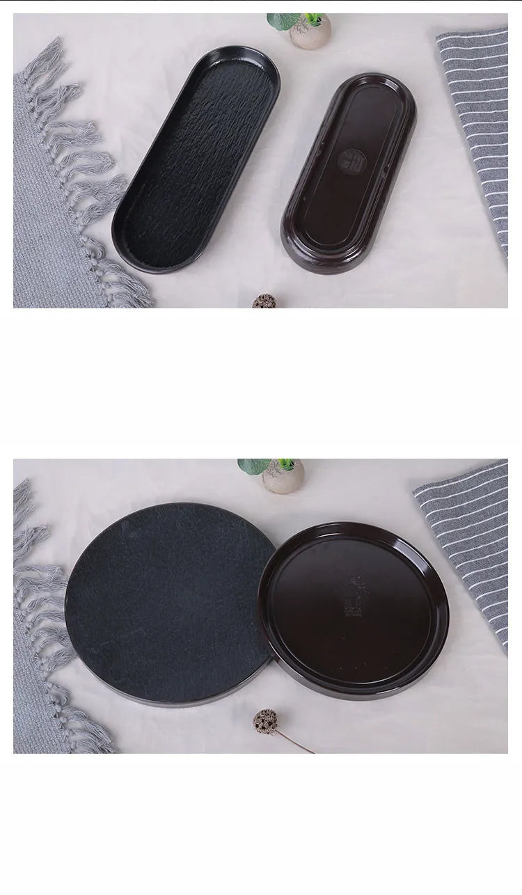 Hotpot Restaurant Melamine Tableware Black Frosted Dinner Plate Japanese Sushi Plates Not Easily Broken Snack Fruit Dishes