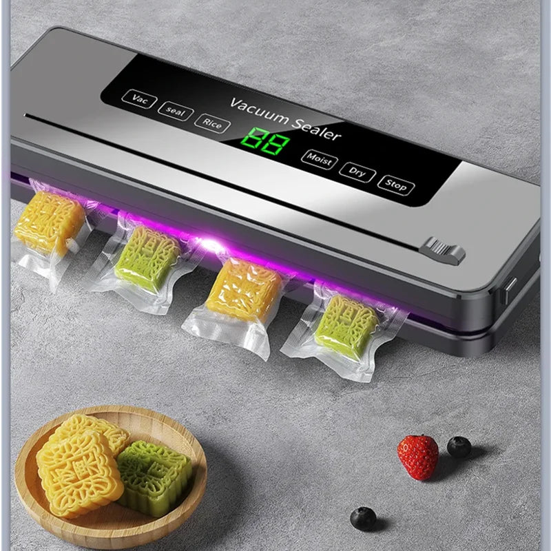 Electric Vacuum Sealer Dry/Wet Food Sealed Packaging Kitchen Food Storage Seal Built-in Cutter Knife