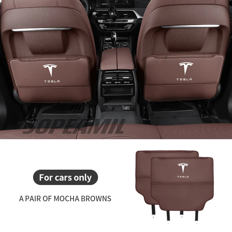 Car Seat Back Protection Anti-Kick Pad Rear Seat Storage Bag For Tesla Model 3 Model Y Model S Model X Cyberbruck Beast Roadster