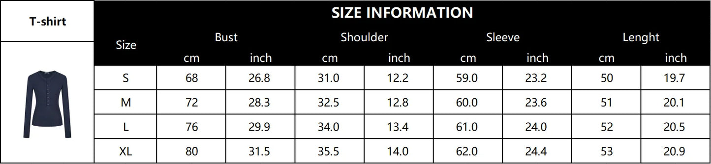 Solid Single Breasted Long Sleeve T-shirt Women Slim Fit Long Sleeve Tops 2025 Autumn Fashion Casual Basic T-shirt