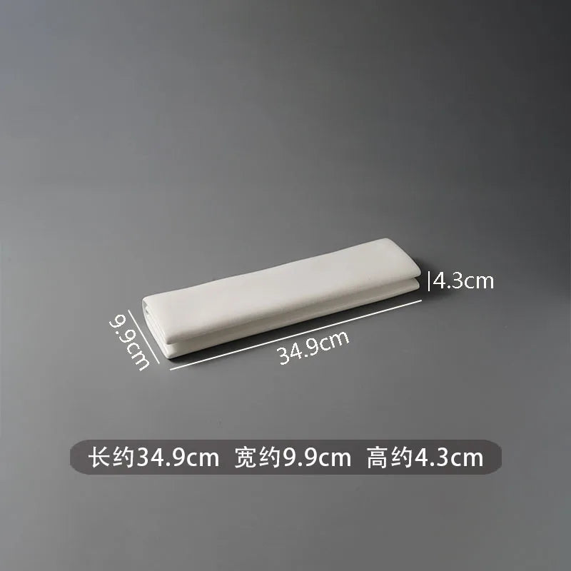Solid Color Ceramic Folding Long Plate Restaurant Sushi Plate Dessert Plate Snack Plates Molecular Cuisine Specialty Tableware