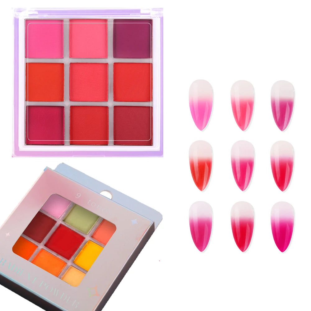 16-Grid 16 Color Solid Rubbing Powder Palette for Nail Art DIY Gradient Smudge Pat-pat Powder Nail Art Manicure Gradient Pigment