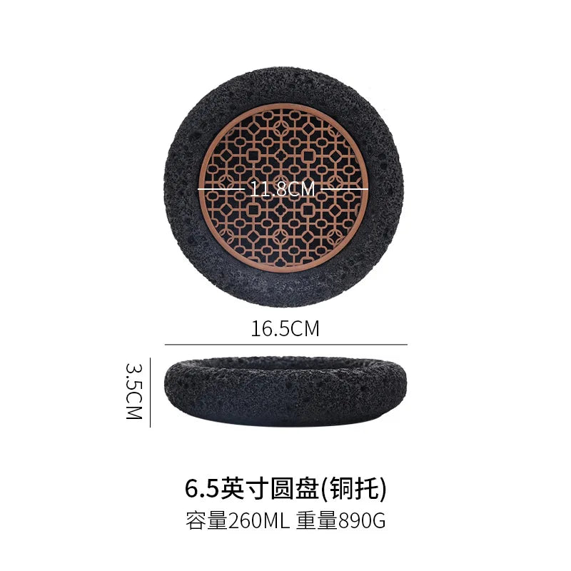 Japanese Tableware Rock Sushi Plate Coal Ball Volcanic Stone Swing Plate Steak Plate Hotel Creative Dining Plate Sushi Dish