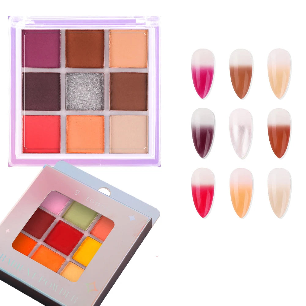 16-Grid 16 Color Solid Rubbing Powder Palette for Nail Art DIY Gradient Smudge Pat-pat Powder Nail Art Manicure Gradient Pigment