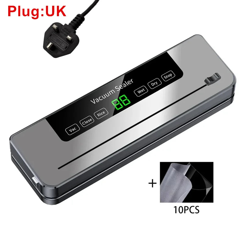 Electric Vacuum Sealer Dry/Wet Food Sealed Packaging Kitchen Food Storage Seal Built-in Cutter Knife