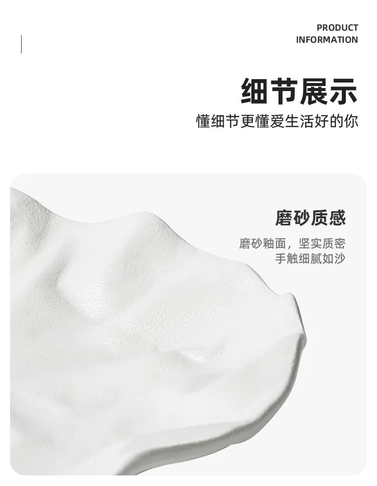 Folding deep plate, dishes, Japanese tableware, western-style salad, household ceramic high-grade tableware.