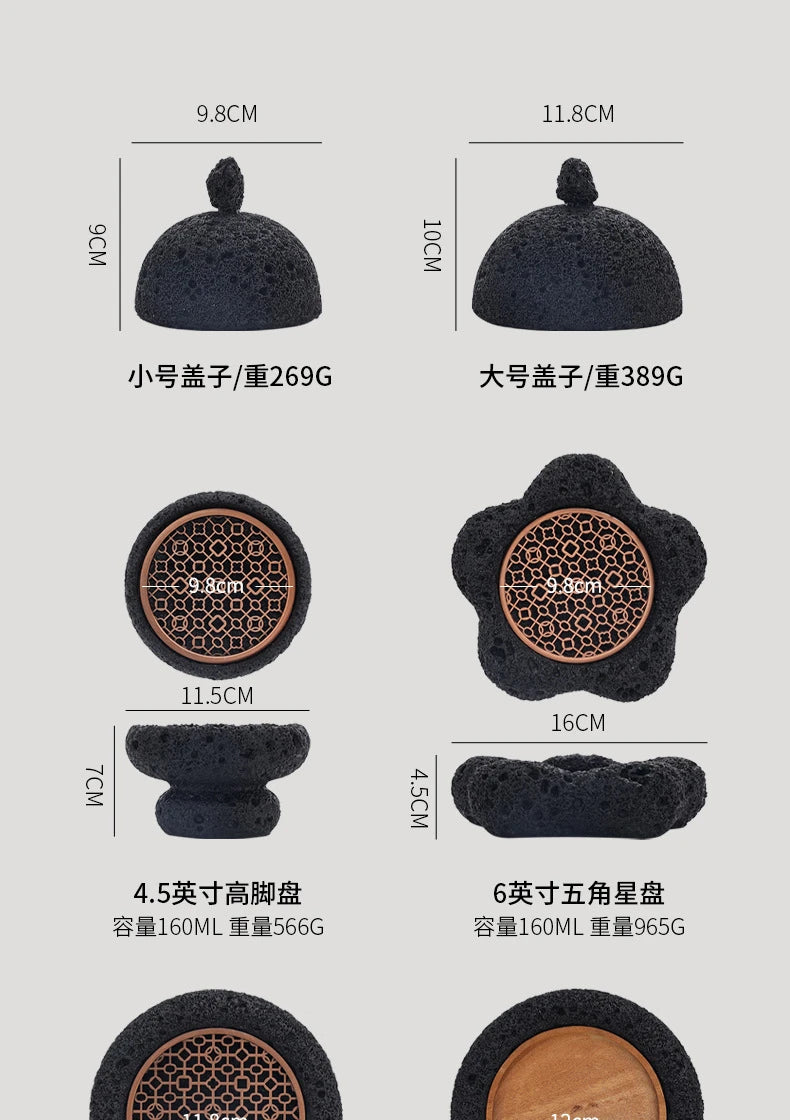 Japanese Tableware Rock Sushi Plate Coal Ball Volcanic Stone Swing Plate Steak Plate Hotel Creative Dining Plate Sushi Dish
