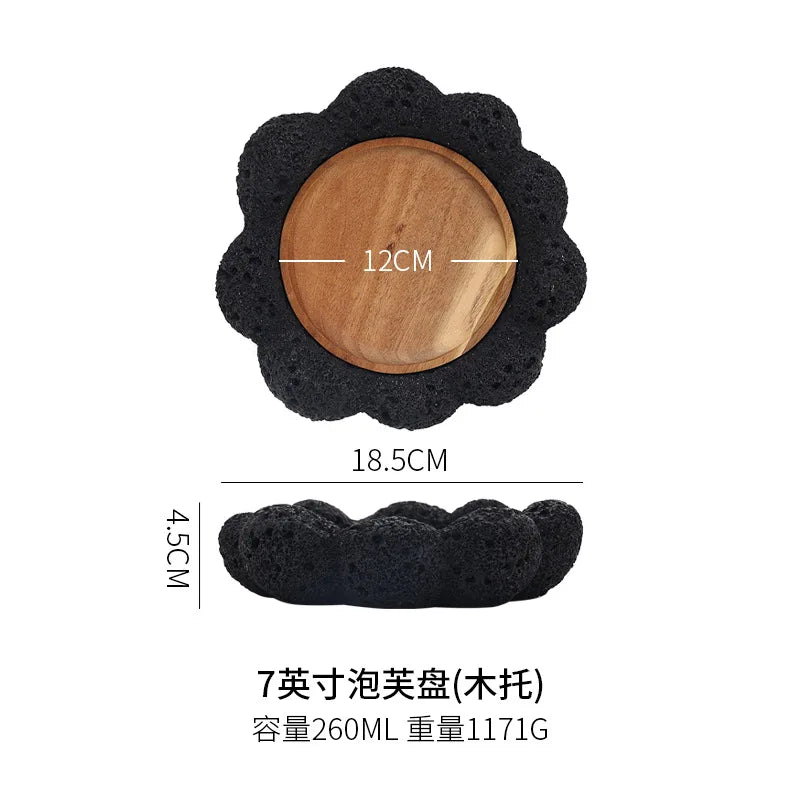 Japanese Tableware Rock Sushi Plate Coal Ball Volcanic Stone Swing Plate Steak Plate Hotel Creative Dining Plate Sushi Dish