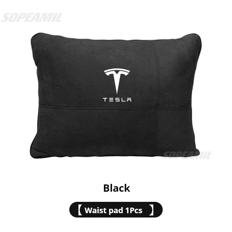 Tesla Model 3 Model Y Model S Model X Suede Car Headrest Neck Support Seat Waist pad Lumbar cushion Soft Neck Pillow Accessories