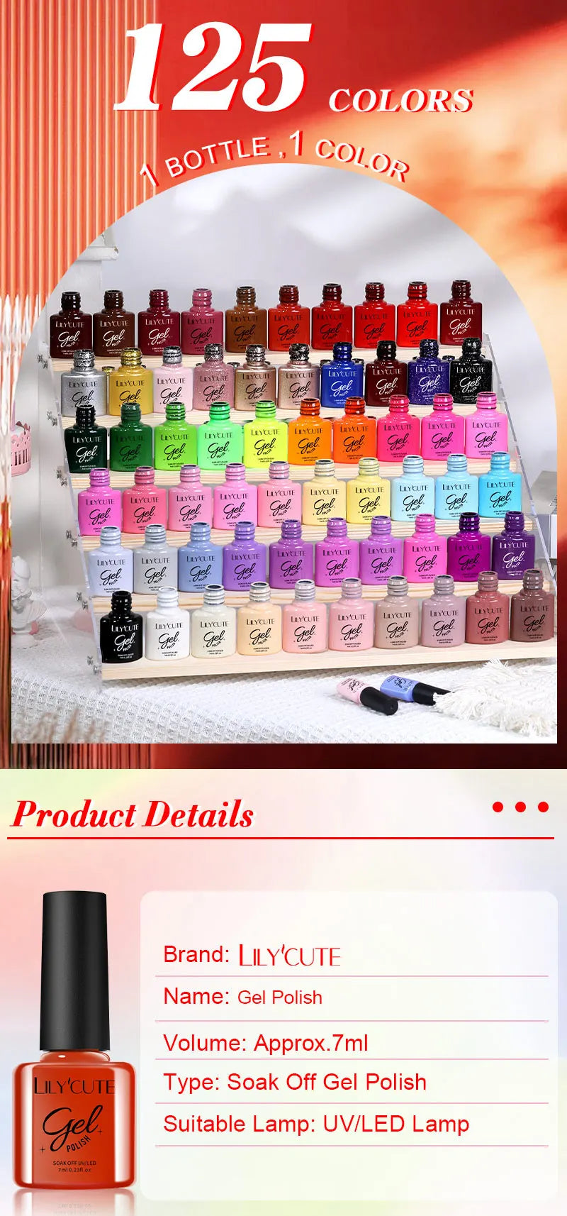 LILYCUTE 6Pcs/set 7ml Coffee Series Gel Nail Polish Kit 125 Colors Manicure Semi Permanent Soak Off UV Nail Art Gel Varnish