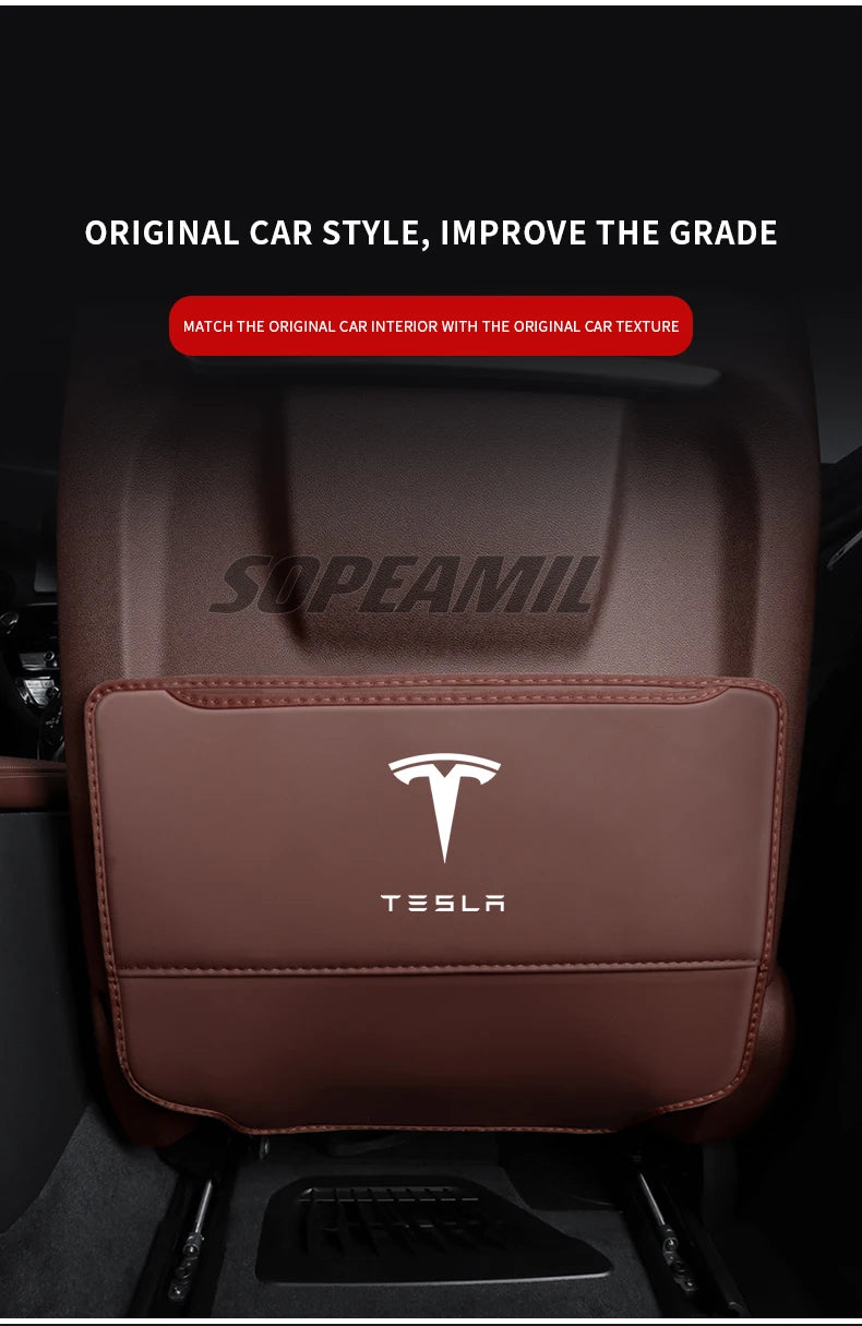Car Seat Back Protection Anti-Kick Pad Rear Seat Storage Bag For Tesla Model 3 Model Y Model S Model X Cyberbruck Beast Roadster