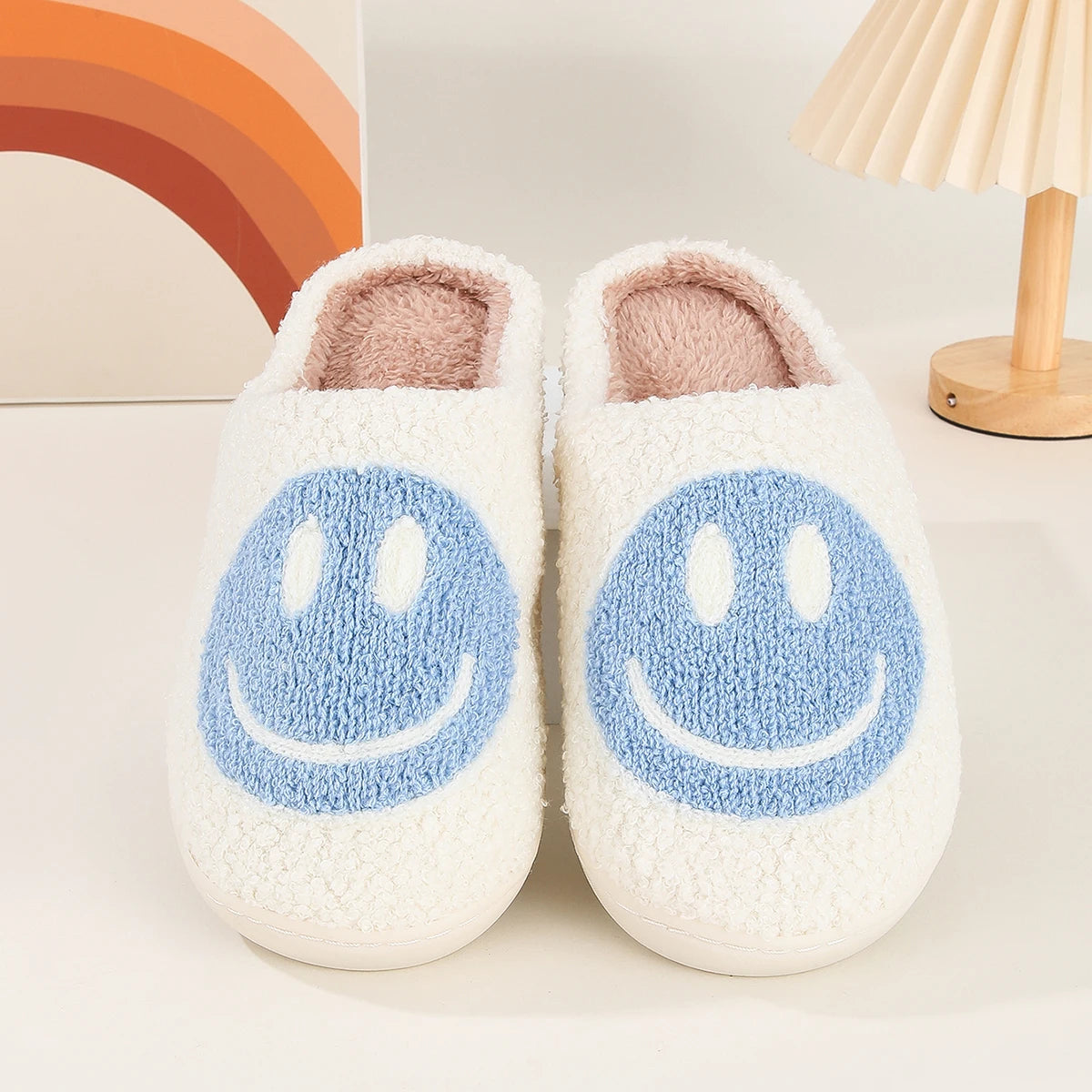 Cute smiling face thickened warm cotton slippers