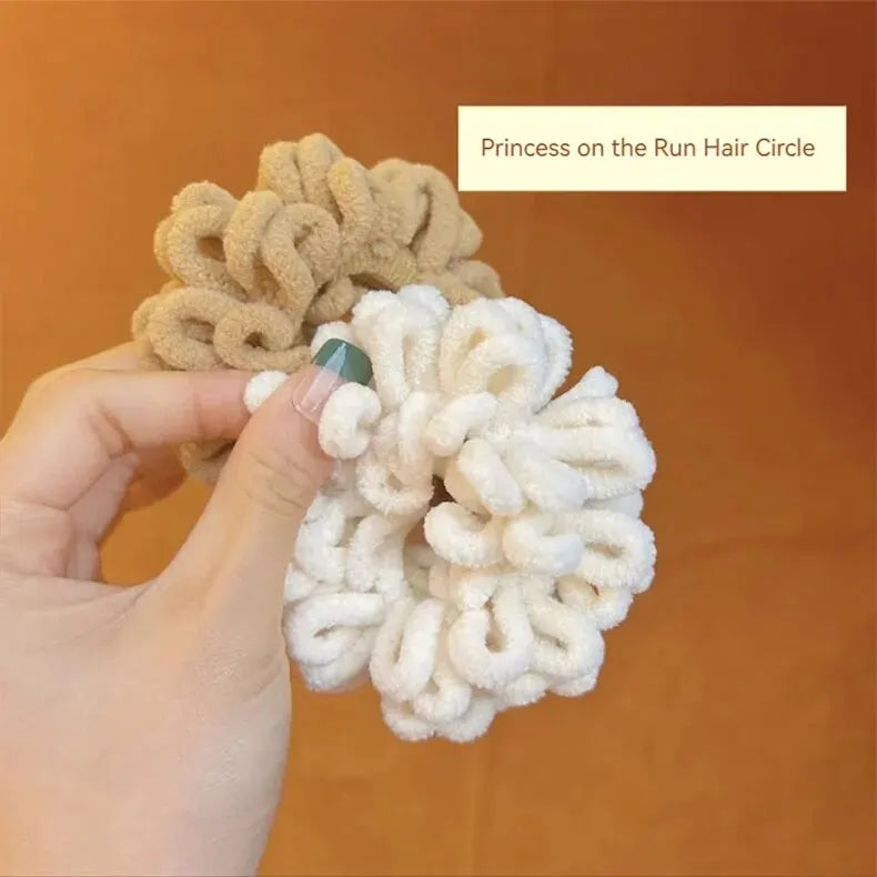 54pcs Autumn Winter Milk Tea Color System Hair Bands Grab Clip Large Intestine Hair Band Side Clip High Elasticity Hair Band